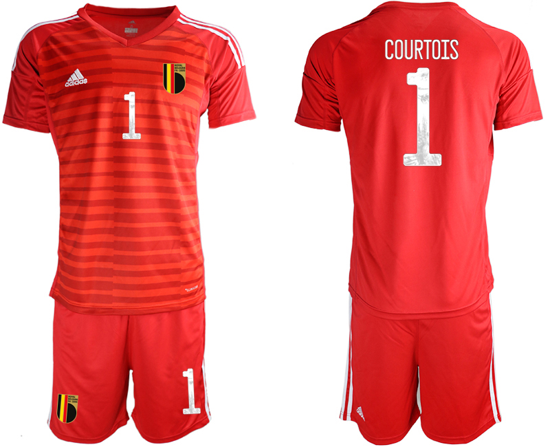 Men 2021 European Cup Belgium red goalkeeper #1 Soccer Jersey